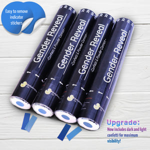 Gender Reveal Confetti & Powder Smoke Cannons - 4 Blue
