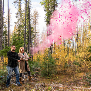 Gender Reveal Confetti & Powder Smoke Cannons - 4 Pink
