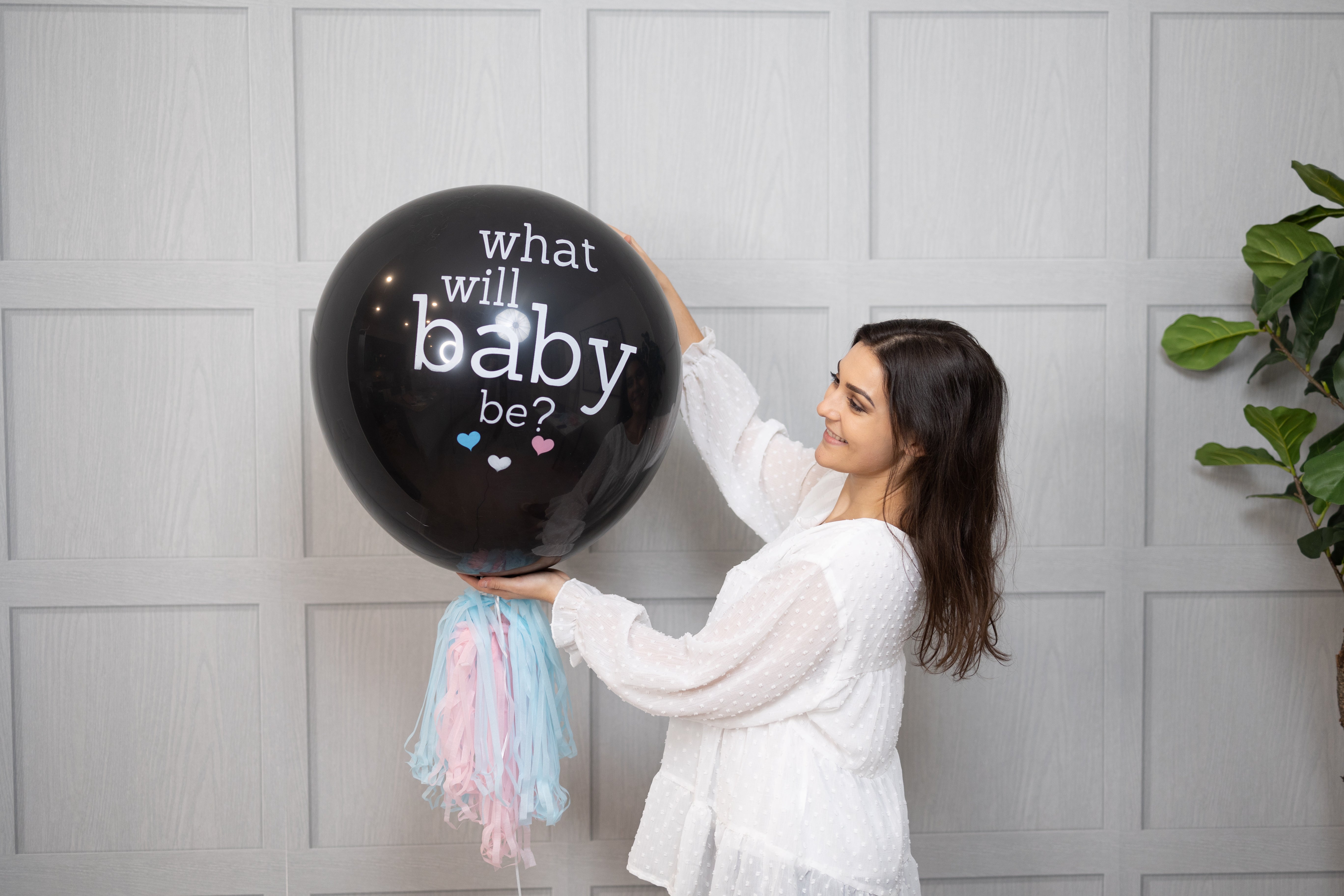 What Will Baby Be? Gender Reveal Balloon | 36 Inch Boy or Girl Balloon with Mini Balloons and Confetti
